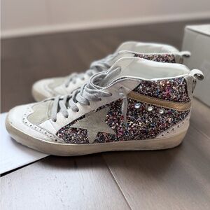 Golden Goose Mid Star Glitter Upper Multicolor Light Grey White 40 $680